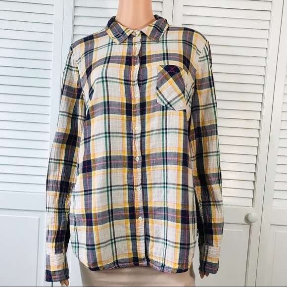 2/$25 MERONA White Plaid Button Down Shirt Size XXL - Picture 1 of 8